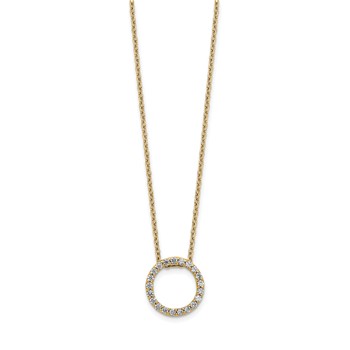 14k Polished 1/4 carat Diamond Circle 18 inch Necklace — alternate view