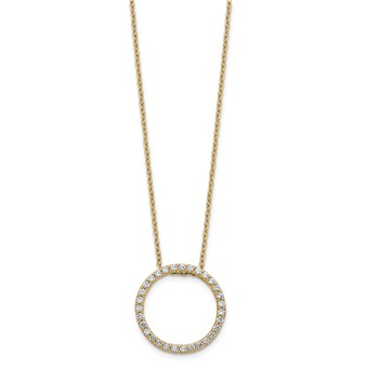 14k Polished 1/2 carat Diamond Circle 18 inch Necklace — alternate view