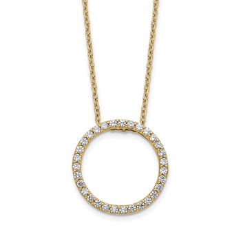 14k Polished 1/2 carat Diamond Circle 18 inch Necklace