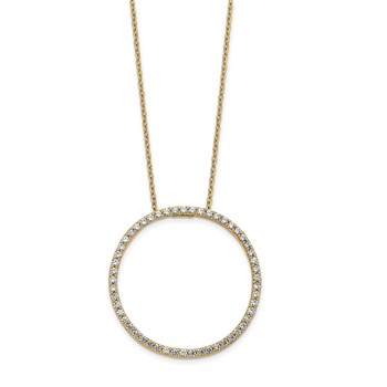 14k Yellow Gold Diamond Circle 18 inch Necklace — alternate view