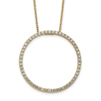 14k Yellow Gold Diamond Circle 18 inch Necklace