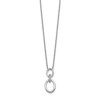 14k White Gold 1/20 carat Diamond Oval Pendant 18 inch Necklace — alternate view