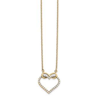 14k Yellow Gold Diamond Heart Infinity 18 inch Necklace — alternate view