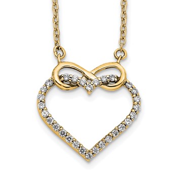 14k Yellow Gold Diamond Heart Infinity 18 inch Necklace