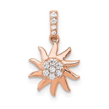 14k Rose Gold 1/15ct. Diamond Fancy Sun Pendant