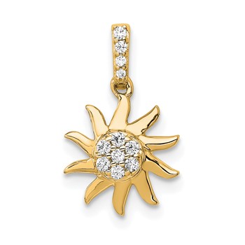 14k Yellow Gold 1/15ct. Diamond Fancy Sun Pendant
