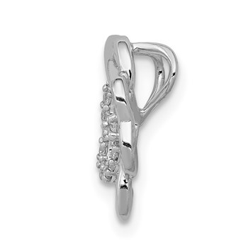 14k White Gold 1/15 carat Diamond Four Leaf Clover Chain Slide — alternate view