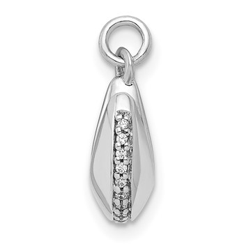 14k White Gold 1/15 carat Diamond Fortune Cookie Pendant — alternate view