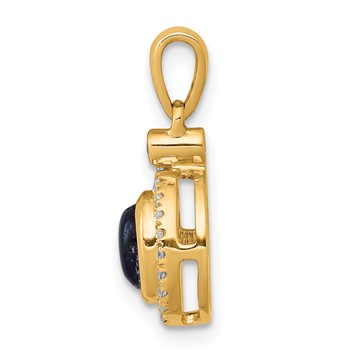 14k Yellow Gold Halo Diamond and Cabochon Sapphire Pendant — alternate view