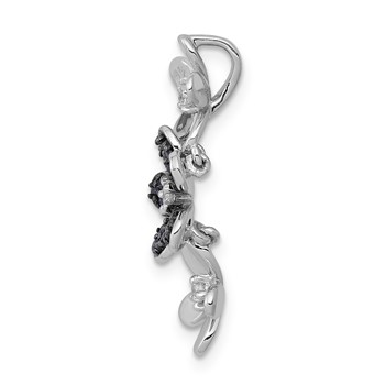 14k White Gold with Black Rhodium Diamond and Sapphire Three Flowers Chain Slide — alternate view