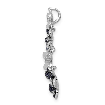 14k White Gold Diamond and .29 Sapphire Four Flowers Chain Slide — alternate view