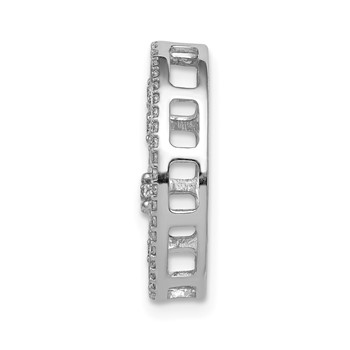 14k White Gold Oval 1/5 carat Diamond Fleur de Lis in Oval Chain Slide — alternate view