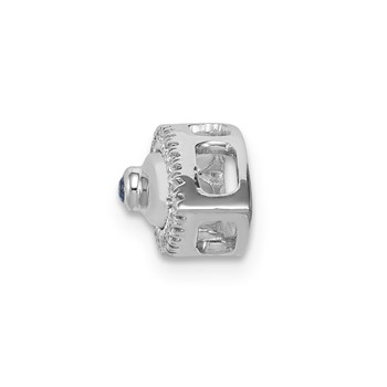 14k White Gold Diamond and Sapphire Evil Eye Chain Slide — alternate view