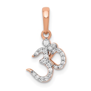 14k Rose Gold 1/10 carat Diamond Om Symbol Pendant