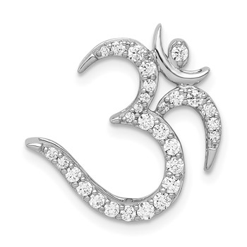 14k White Gold 3/8 carat Diamond Om Symbol Chain Slide