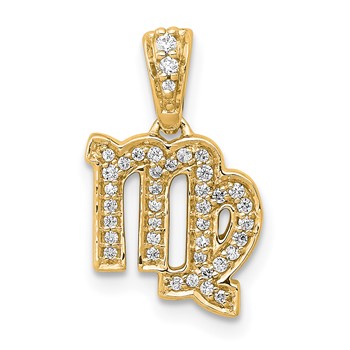 14k Yellow Gold Diamond Virgo Zodiac Pendant