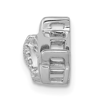 14k White Gold Diamond Mother and Baby Dolphins Chain Slide — alternate view