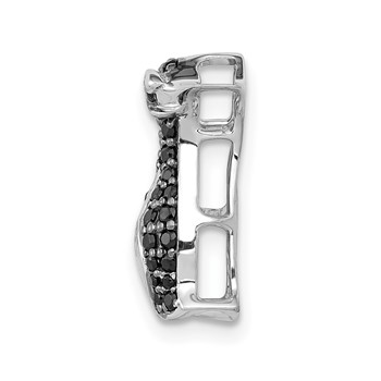 14k White Gold 1/5 carat Black Diamond Penguin Chain Slide — alternate view