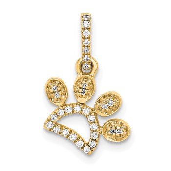 14k Yellow Gold 1/10ct. Diamond Paw Print Pendant