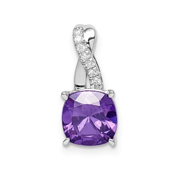 10k WG 7mm Amethyst and Dia Pendant Stone:AA Mel:S43