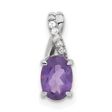 Image of 14k White Gold Oval Amethyst and Diamond Pendant