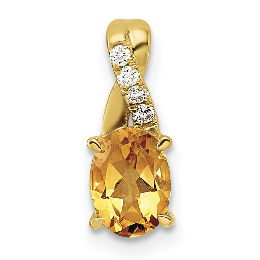 10k Citrine & Lab Grown Diamond VS/SI+ G+ Oval November Birthstone Complete Pendant