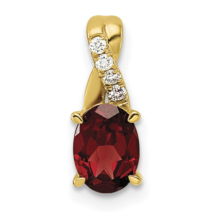 10k Garnet & Lab Grown Diamond VS/SI+ G+ Oval January Birthstone Complete Pendant