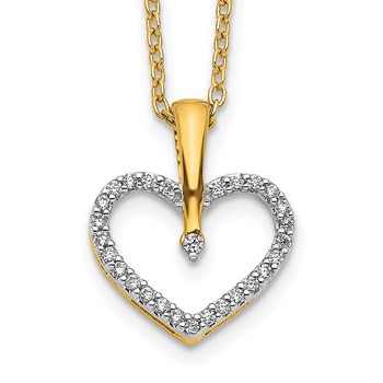 14k 1/6 carat Diamond Heart Pendant 18 inch Necklace