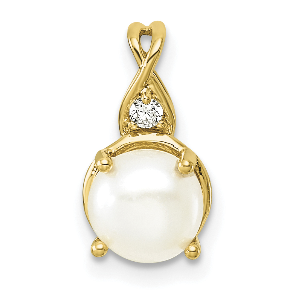 10k Checkerboard Freshwater Cultured Pearl & Lab Grown Diamond VS/SI+ G+ June Birthstone Complete Pendant