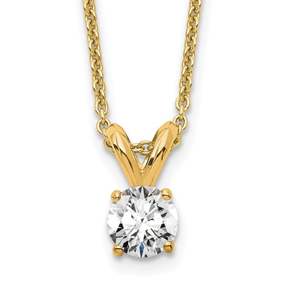 Image of 14k 1/4 carat Lab Grown Diamond VS+ F+ Round Complete Four Prong 18 inch Solitaire Pendant Necklace