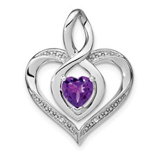 Image of Sterling Silver Rhodium-plated Amethyst and Diamond Pendant