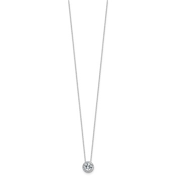14k White Gold Round Halo Necklace D E F Pure Light Moissanite — alternate view