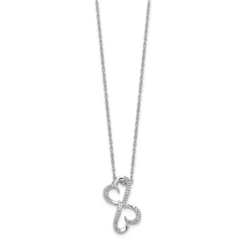 14k White Gold 1/20 carat Diamond Heart Infinity Pendant 18 inch Necklace — alternate view
