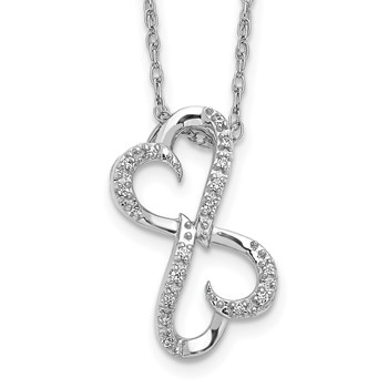 14k White Gold 1/20 carat Diamond Heart Infinity Pendant 18 inch Necklace