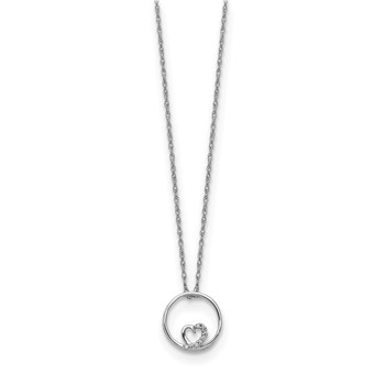 14k White Gold .02 carat Diamond Heart in Circle 18 inch Necklace — alternate view