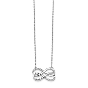 14k White Gold 1/10 carat Diamond Double Infinity Symbol 18 inch Necklace — alternate view