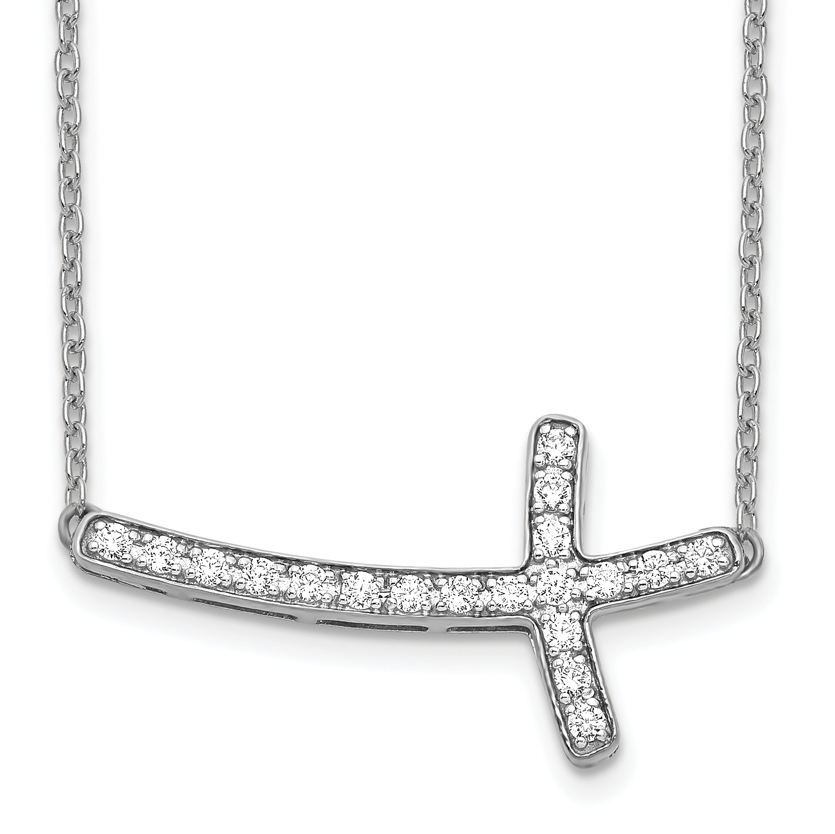 10kw 1/5ct Lab Grown Dia VS/SI+ G+ Comp 18in Sideways Cross Necklace
