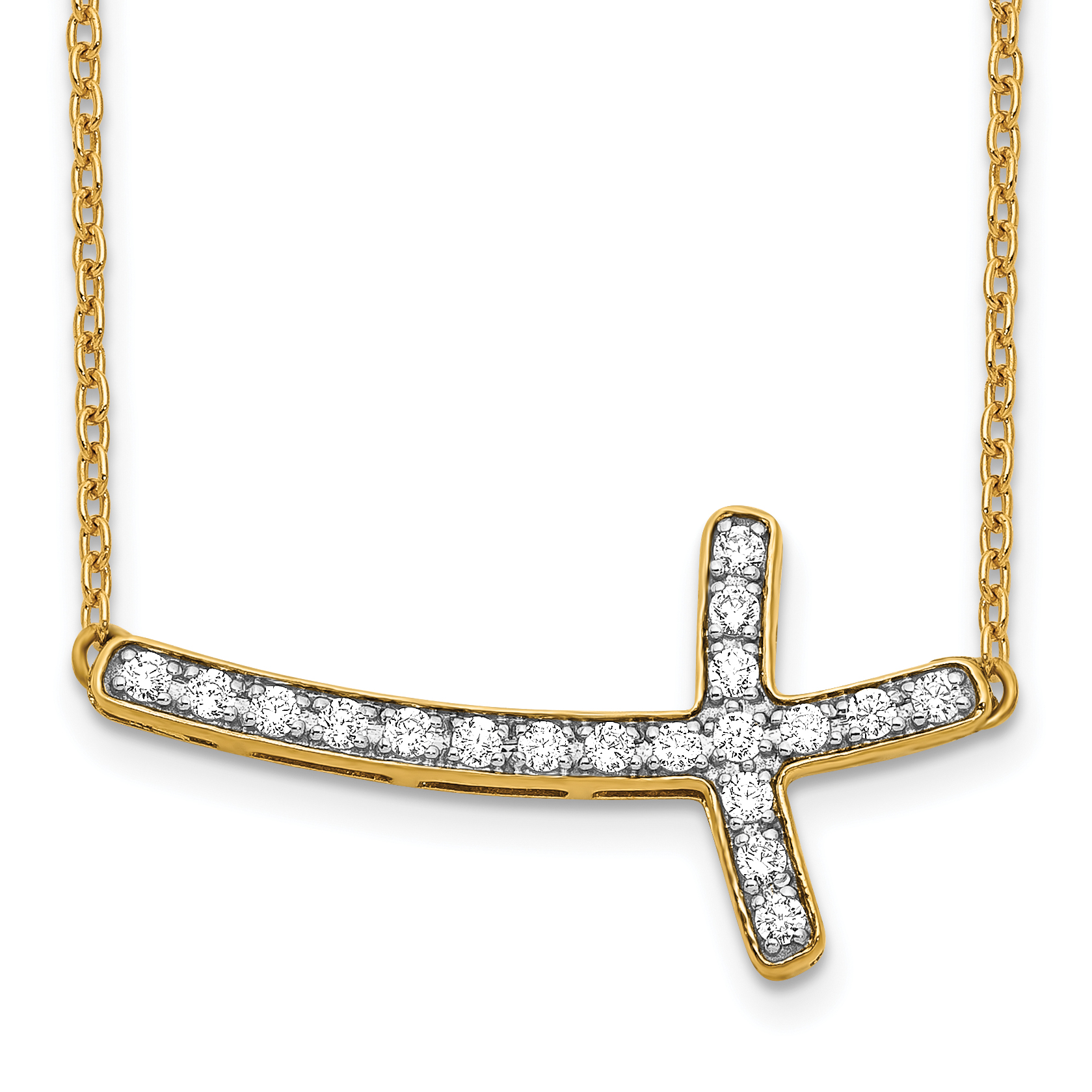 10k 1/5ct Lab Grown Dia VS/SI+ G+ Comp 18in Sideways Cross Necklace
