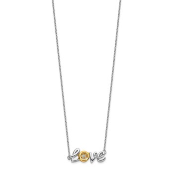 14k Two-tone LOVE Moving .03 carat Diamond 18 inch Necklace — alternate view