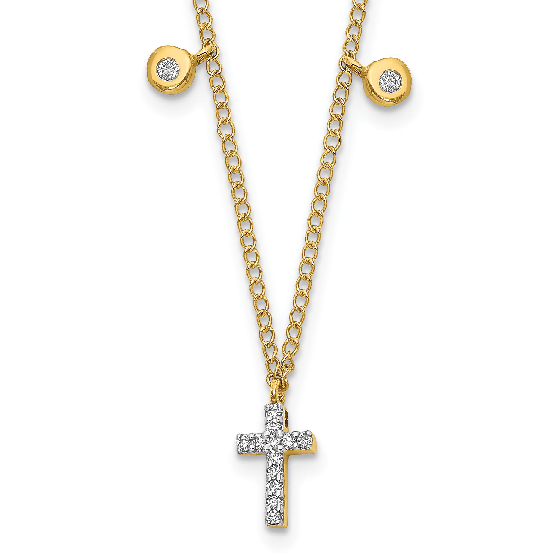 10k 1/20 carat Diamond Mini Cross 18 inch Necklace