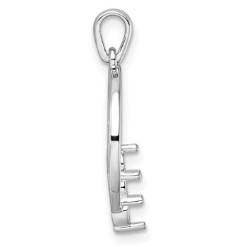 14k White Gold Holds 3-2.7mm Three-Stone Circle Pendant Mounting — alternate view