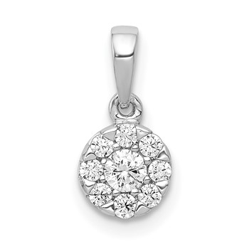 14k White Gold 1/4 carat Diamond Round Halo Pendant