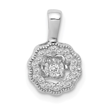 14k White Gold 1/10 carat Vibrant Moving Diamond Halo Pendant