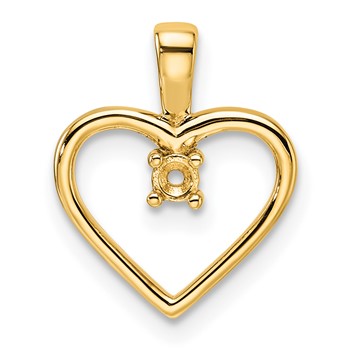 14k Holds 1-2.3mm Stone Heart Pendant Mounting