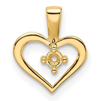 14k Holds 1-1.7mm Stone Heart Pendant Mounting