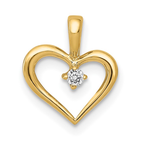 14K Matte Gold Slim Elongated Diamond Heart Charm - Unique Gold Charms