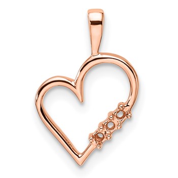 14k Rose Gold Holds 3-1.6mm Stones Heart Pendant Mounting