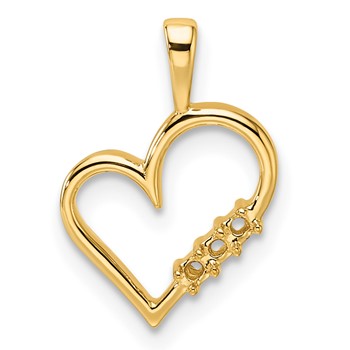 14k Holds 3-1.6mm Stones Heart Pendant Mounting