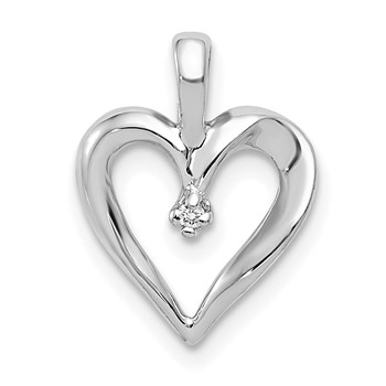 14k White Gold Holds 1-1.3mm Stone Heart Pendant Mounting