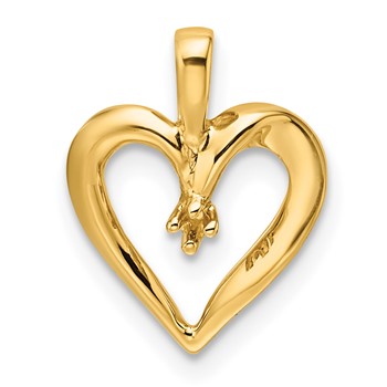 14k Holds 1-1.3mm Stone Heart Pendant Mounting